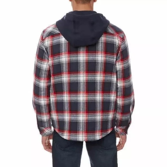 Legendary Outfitters Men’s Shirt Jacket w/Hood, Black Red Blue Flannel Size XL - Picture 2 of 10